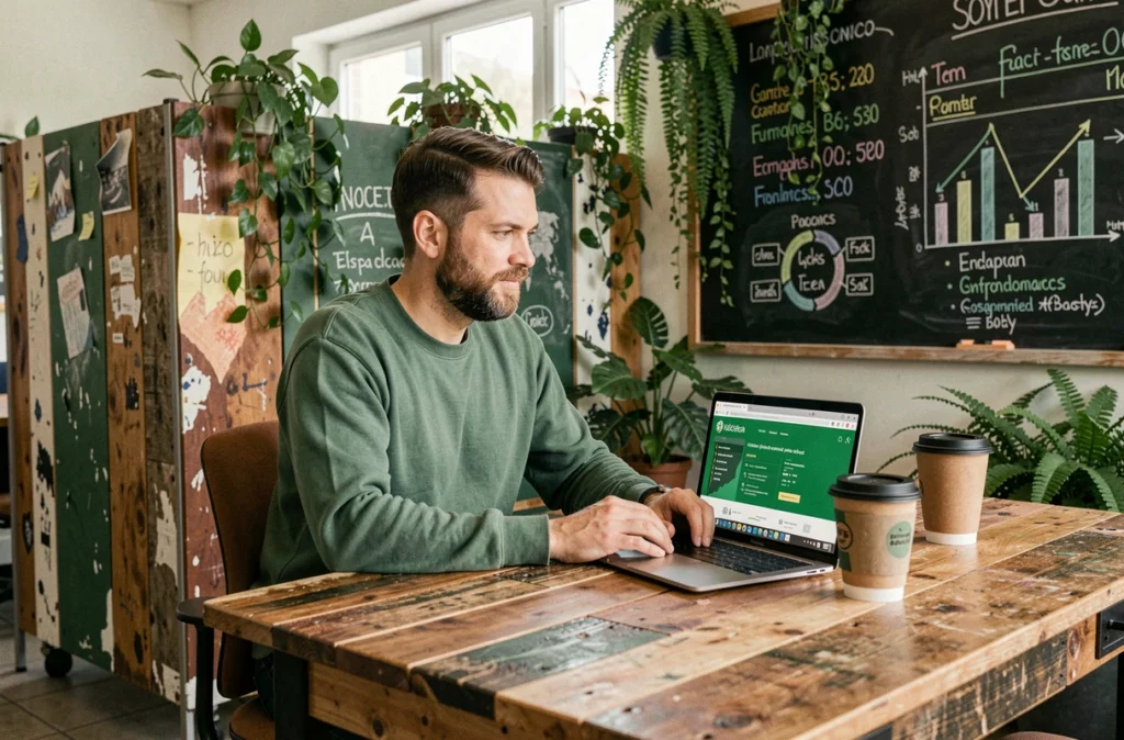 Développeur web de Lemon Interactive travaillant dans un espace écoresponsable dans le Nord de la France